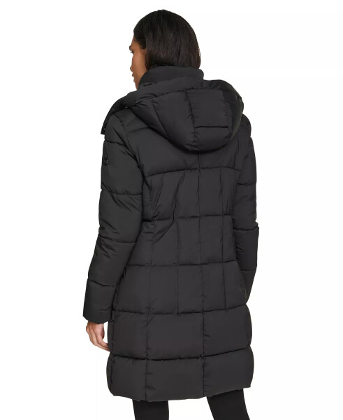 Women's Hooded Faux-Fur-Lined Midi Puffer Coat Black - 2