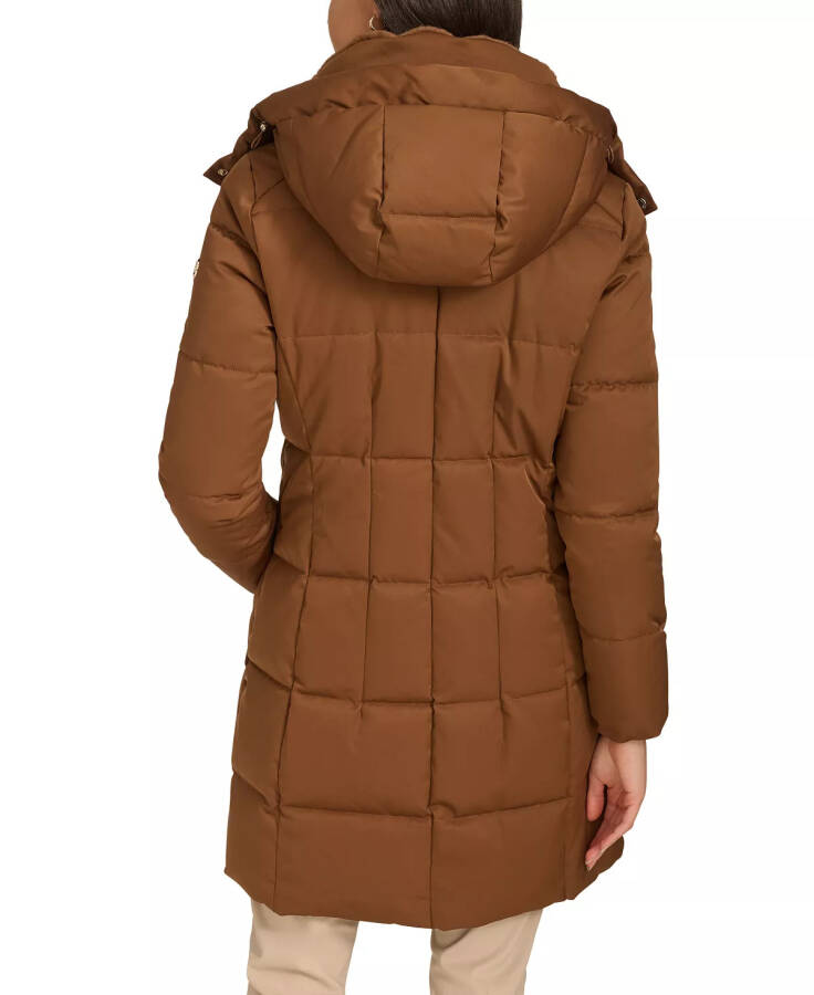 Women's Hooded Faux-Fur-Lined Midi Puffer Coat Chestnut - 2