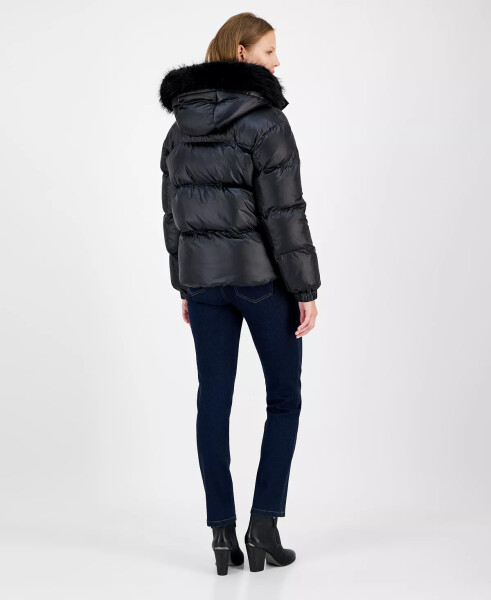 Women's Hooded Faux-Fur-Trim Puffer Coat, Created for Modazone Black - 2