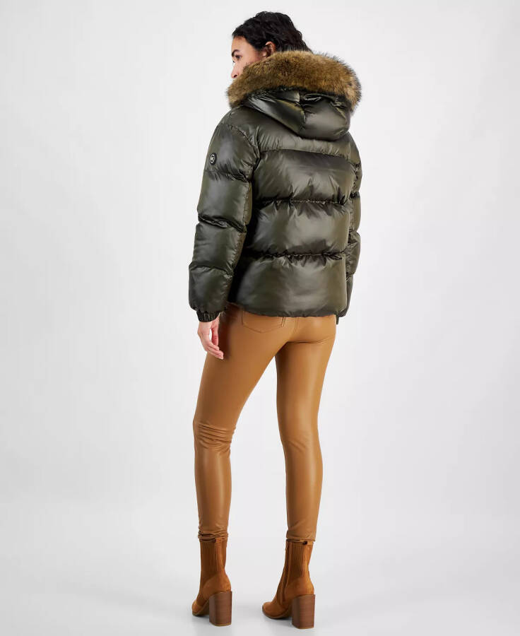 Women's Hooded Faux-Fur-Trim Puffer Coat, Created for Modazone Olive - 2