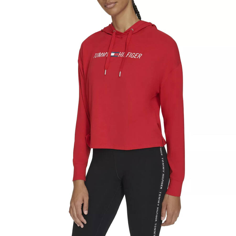 Women's Hooded Long Sleeve Logo T-Shirt Rich red - 3