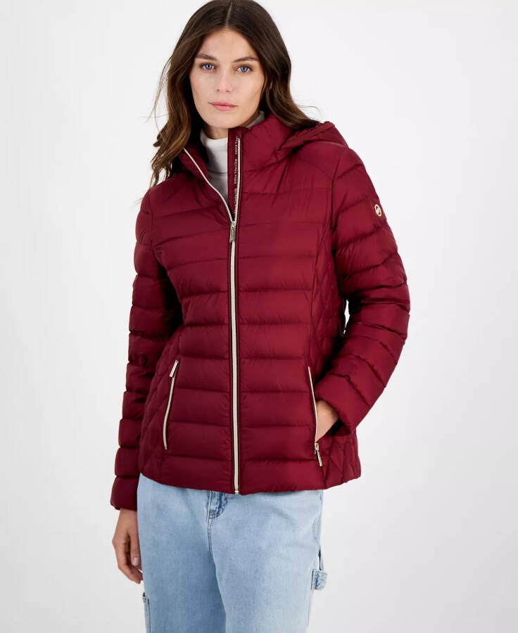 Women's Hooded Packable Down Puffer Coat, Created for Modazone Dark Brandy - 1