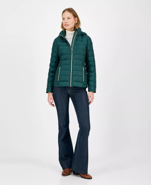 Women's Hooded Packable Down Puffer Coat, Created for Modazone Dark Emerald - 1