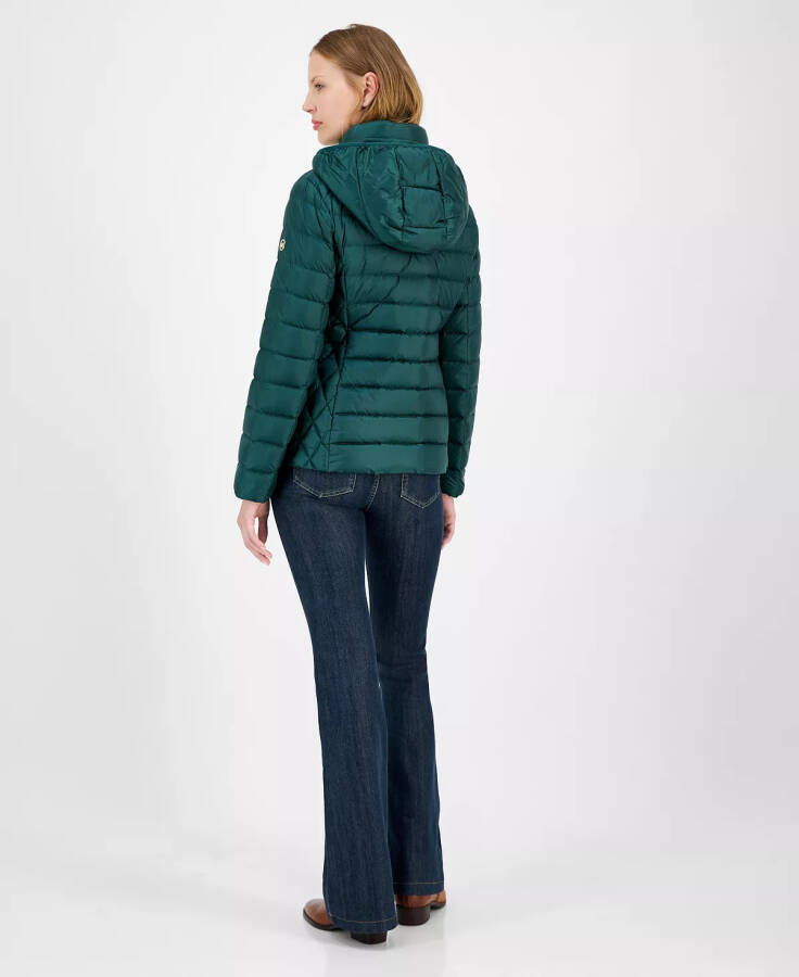 Women's Hooded Packable Down Puffer Coat, Created for Modazone Dark Emerald - 2