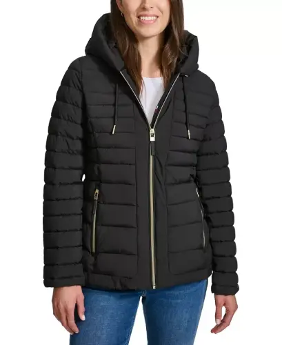 Women's Hooded Packable Puffer Coat - 1