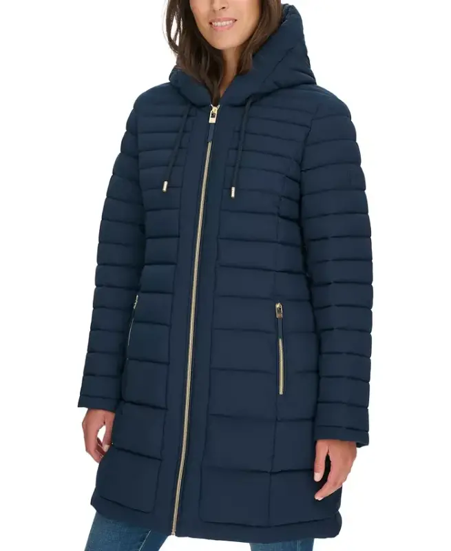 Women's Hooded Packable Puffer Coat - Navy - TOMMY HILFIGER
