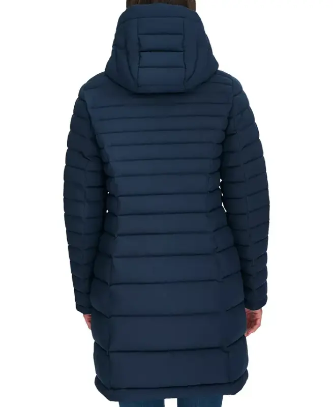 Women's Hooded Packable Puffer Coat - Navy - 2