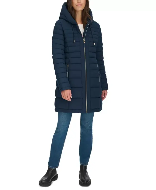 Women's Hooded Packable Puffer Coat - Navy - 5