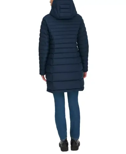 Women's Hooded Packable Puffer Coat - Navy - 6