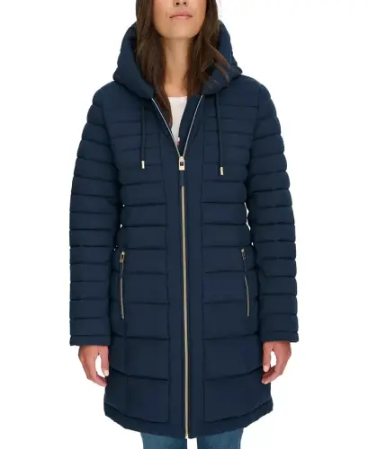 Women's Hooded Packable Puffer Coat - Navy - 4
