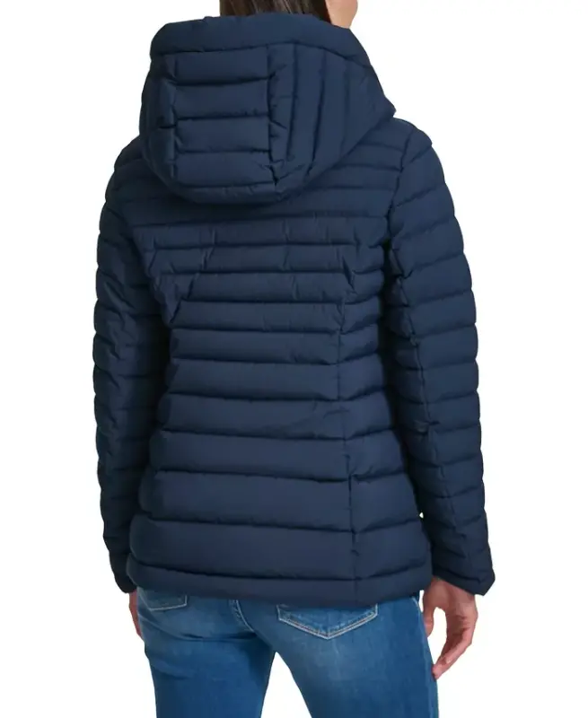 Women's Hooded Packable Puffer Coat - Navy - 2