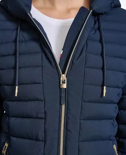 Women's Hooded Packable Puffer Coat - Navy - 4
