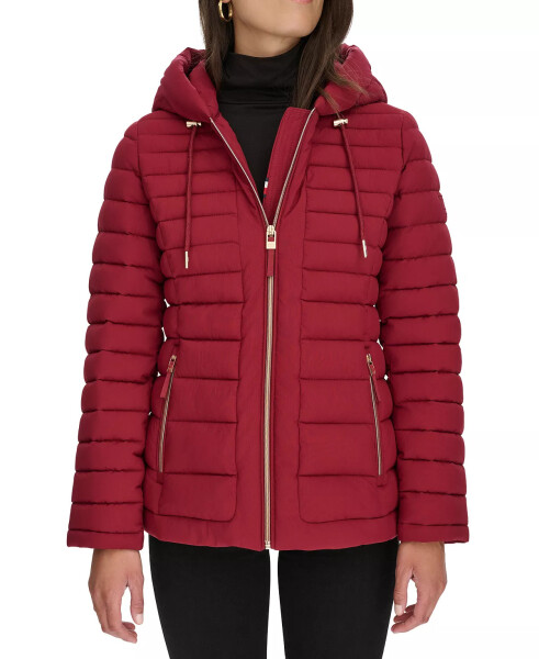 Women's Hooded Packable Puffer Coat Rouge - 1