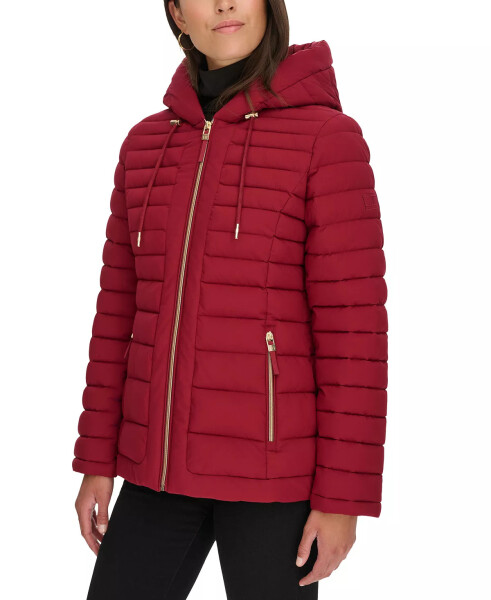 Women's Hooded Packable Puffer Coat Rouge - 3