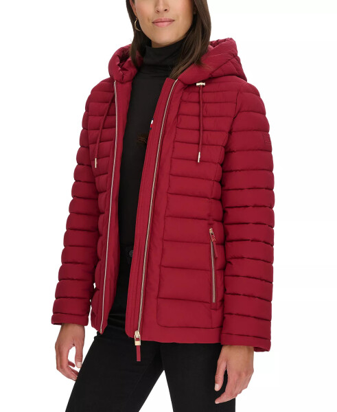 Women's Hooded Packable Puffer Coat Rouge - 5