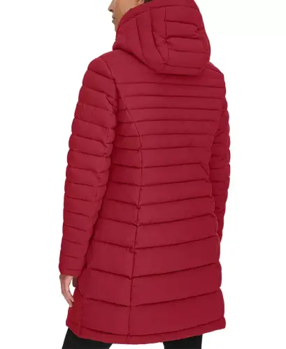 Women's Hooded Packable Puffer Coat - Rouge - 2