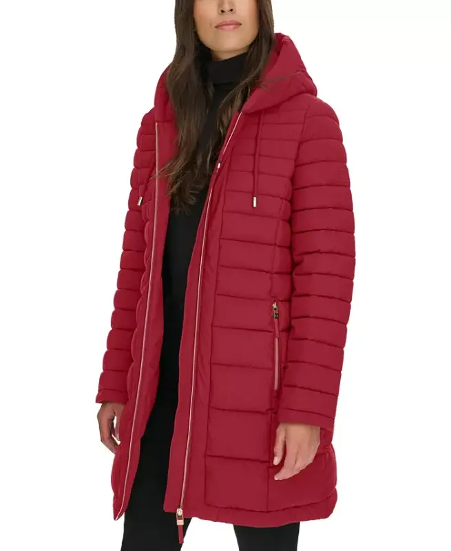 Women's Hooded Packable Puffer Coat - Rouge - 3