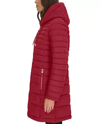 Women's Hooded Packable Puffer Coat - Rouge - 4