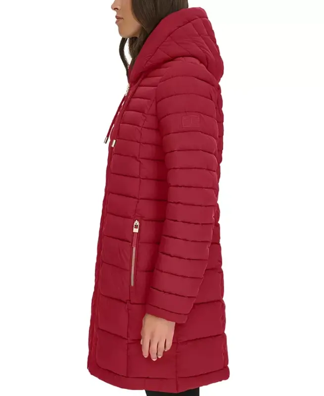 Women's Hooded Packable Puffer Coat - Rouge - 4