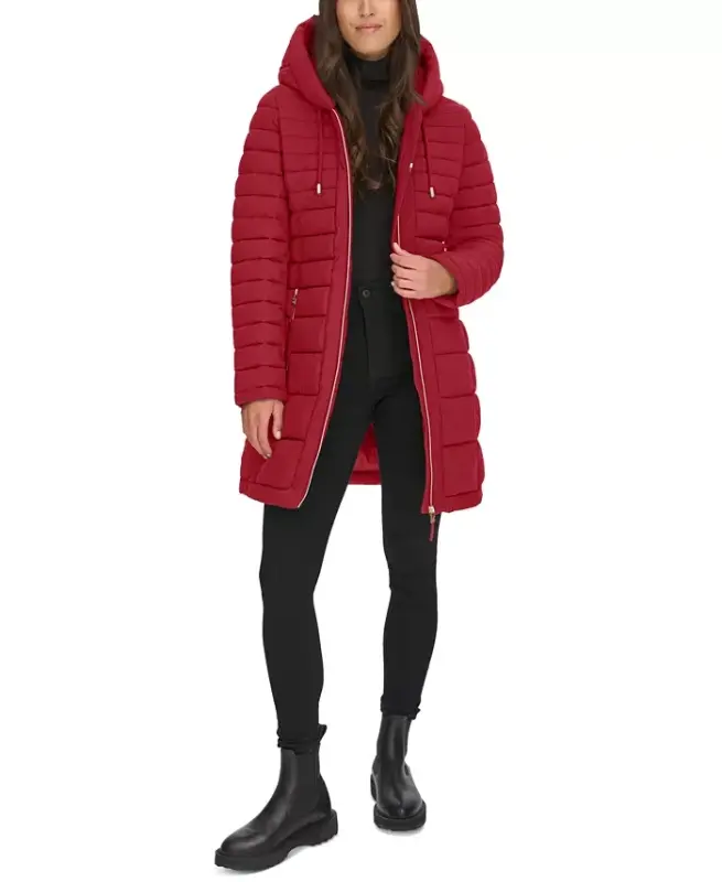 Women's Hooded Packable Puffer Coat - Rouge - 5