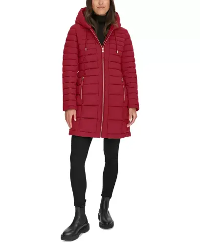 Women's Hooded Packable Puffer Coat - Rouge - 6