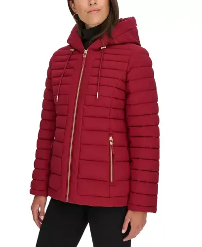 Women's Hooded Packable Puffer Coat - Rouge - 3