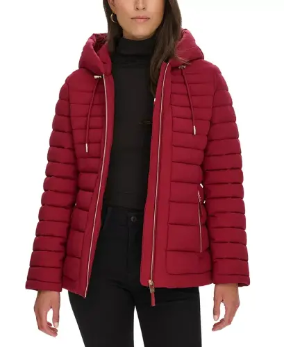 Women's Hooded Packable Puffer Coat - Rouge - 4