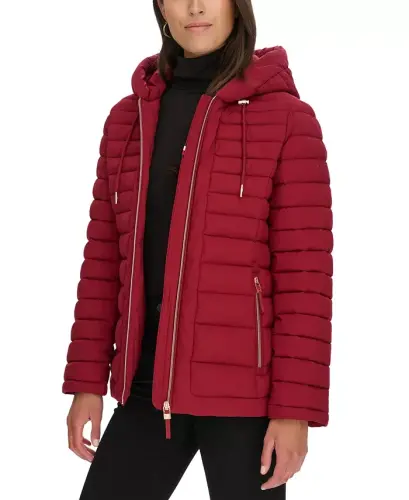Women's Hooded Packable Puffer Coat - Rouge - 5