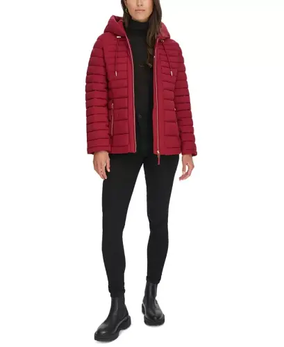Women's Hooded Packable Puffer Coat - Rouge - 6