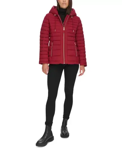 Women's Hooded Packable Puffer Coat - Rouge - 8