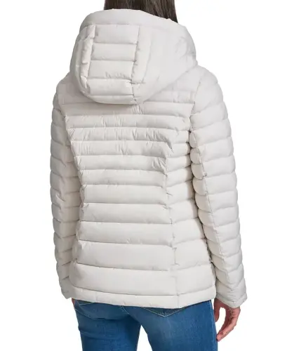 Women's Hooded Packable Puffer Coat-White Sand - TOMMY HILFIGER (1)