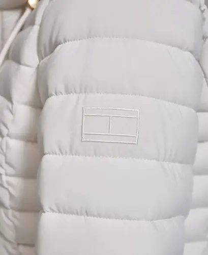 Women's Hooded Packable Puffer Coat-White Sand - 5