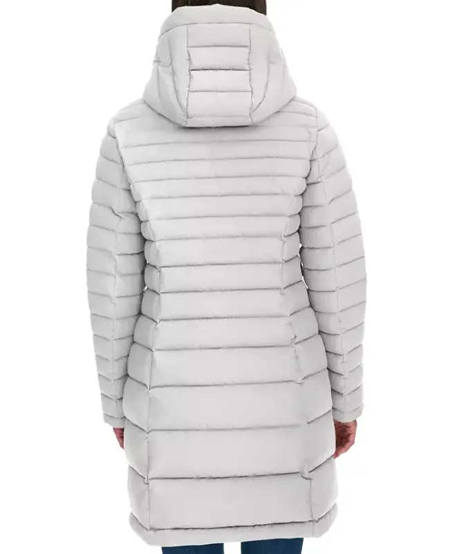 Women's Hooded Packable Puffer Coat - White Sand - 2