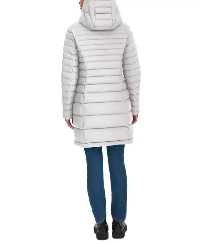 Women's Hooded Packable Puffer Coat - White Sand - 7