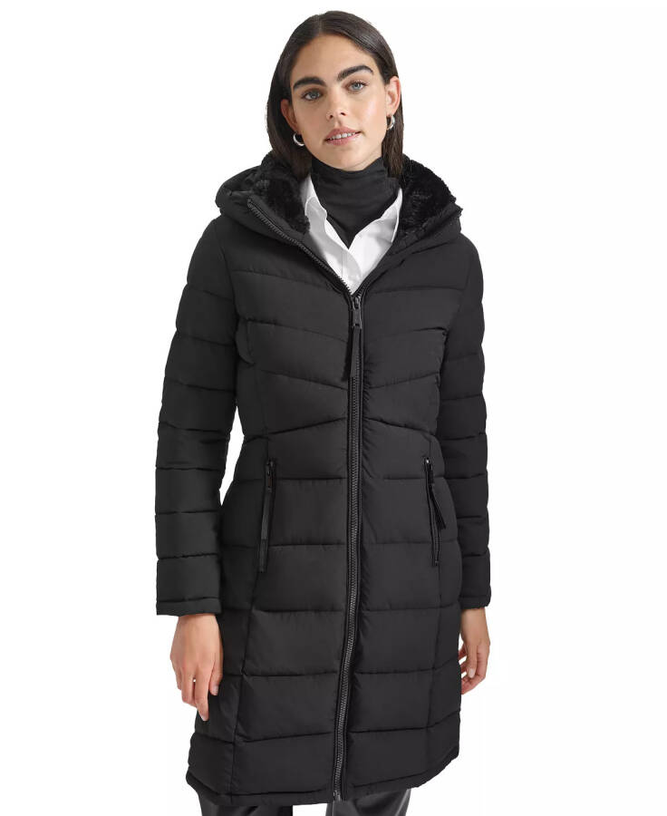 Women's Hooded Puffer Coat Black - 1