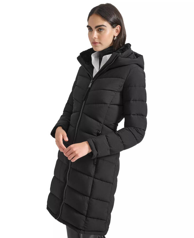 Women's Hooded Puffer Coat Black - 3