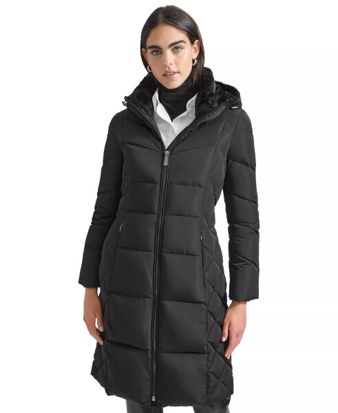 Women's Hooded Puffer Coat Black - 4