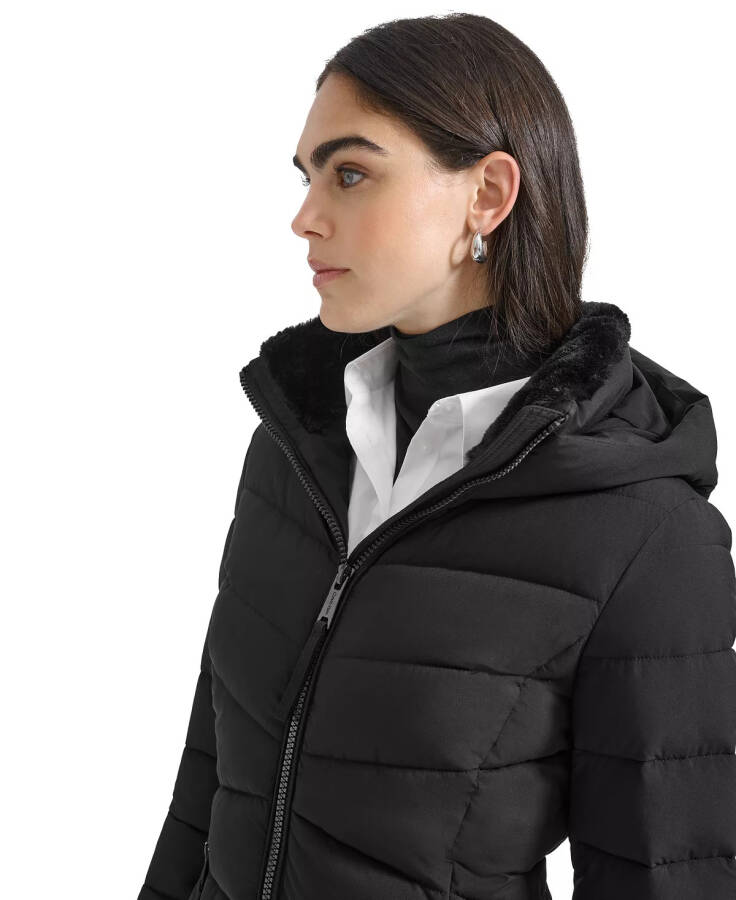 Women's Hooded Puffer Coat Black - 5