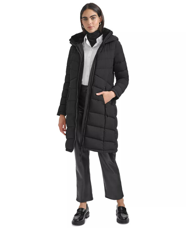 Women's Hooded Puffer Coat Black - 6