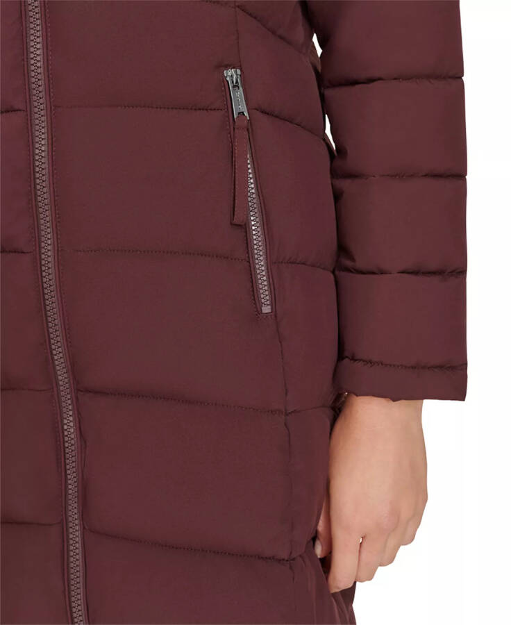 Women's Hooded Puffer Coat Bordeaux - 5