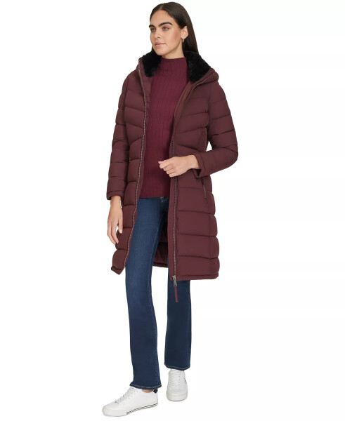 Women's Hooded Puffer Coat Bordeaux - 6