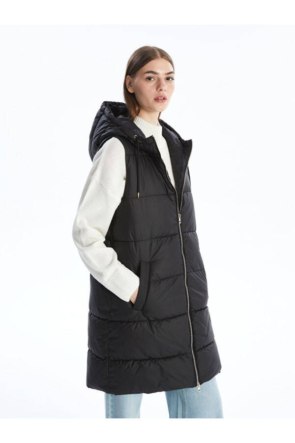 Women's Hooded Puffer Vest - 4