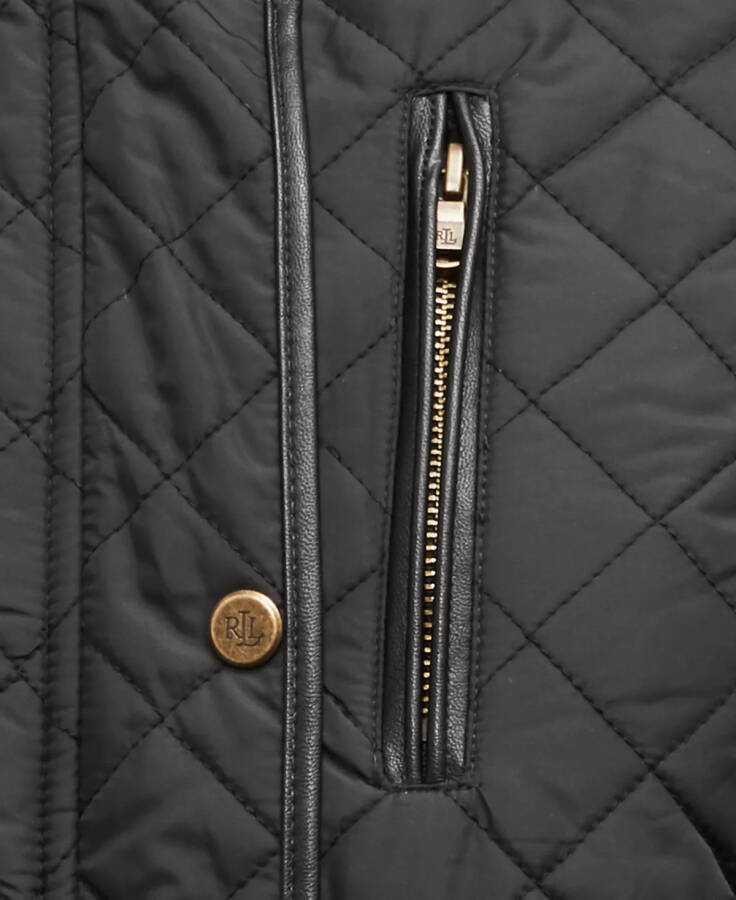 Women's Hooded Quilted Coat Black - 5