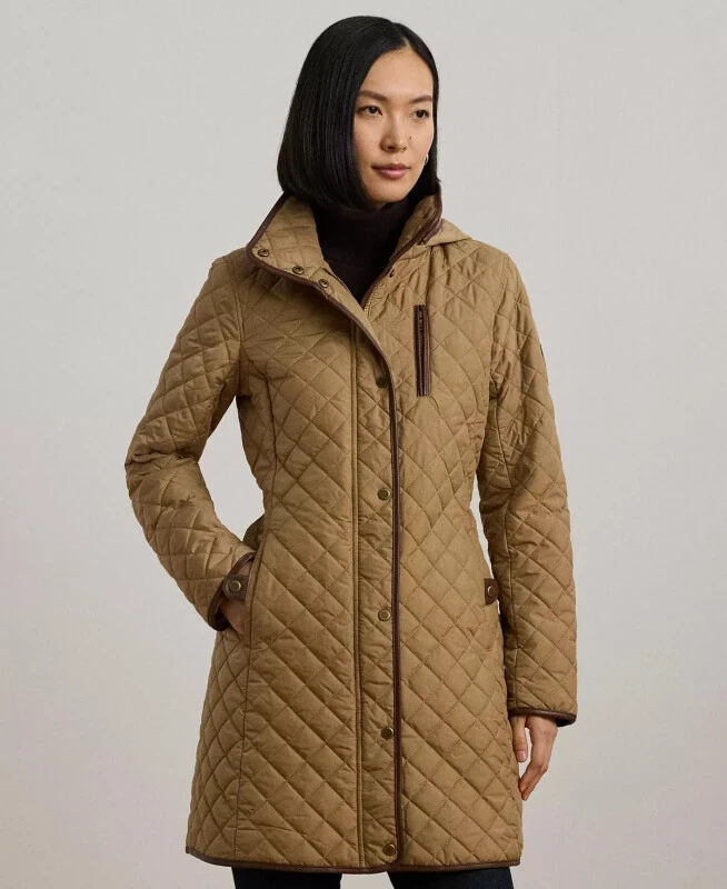 Women's Hooded Quilted Coat-Classic Camel - LAUREN RALPH LAUREN