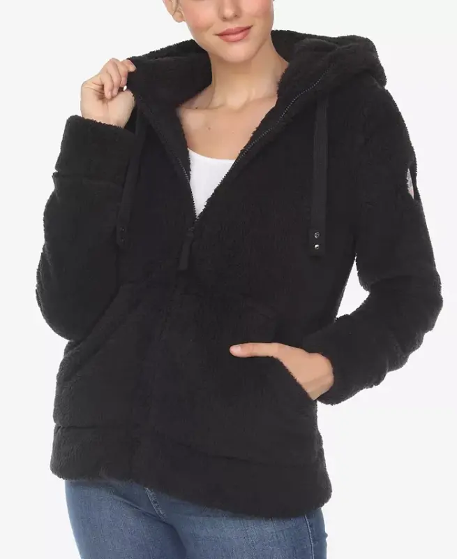 Women's Hooded Sherpa Jacket - 1