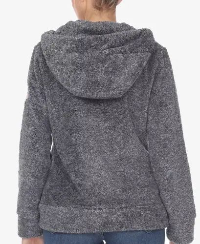 Women's Hooded Sherpa Jacket-Charcoal - WHITE MARK (1)