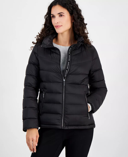 Women's Hooded Shine Packable Down Puffer Coat, Created for Modazone Black - 1