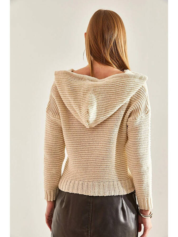 Women's Hooded Tie-Up Knit Sweater - 9