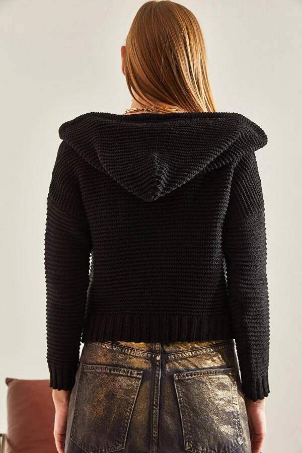 Women's Hooded Tie-Up Knit Sweater - 8