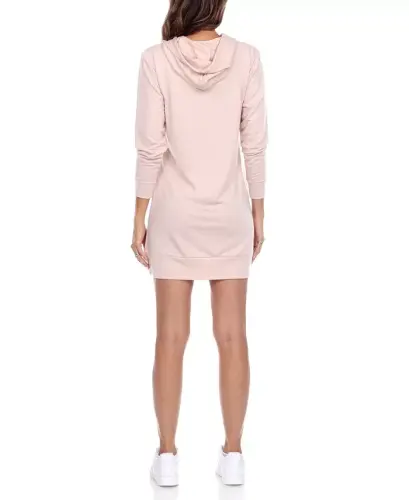 Women's Hoodie Sweatshirt Dress - Beige - 5